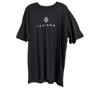 Faviana Black Silver Graphic T Shirt NWOT Sz L & XL